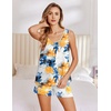image:imageEkouaer Womens Sleeveless Pajamas Set Casual Sleepwear Soft Pj Sets Tank Top and Shorts 2 Piece Loungewear for Summer SXXLOrange Blue Flower