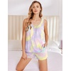 image:imageEkouaer Womens Sleeveless Pajamas Set Casual Sleepwear Soft Pj Sets Tank Top and Shorts 2 Piece Loungewear for Summer SXXLPurple Blue Tie Dye