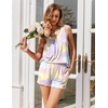 image:imageEkouaer Womens Sleeveless Pajamas Set Casual Sleepwear Soft Pj Sets Tank Top and Shorts 2 Piece Loungewear for Summer SXXLPurple Blue Tie Dye