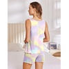 image:imageEkouaer Womens Sleeveless Pajamas Set Casual Sleepwear Soft Pj Sets Tank Top and Shorts 2 Piece Loungewear for Summer SXXLPurple Blue Tie Dye