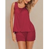 image:imageEkouaer Womens Sleeveless Pajamas Set Casual Sleepwear Soft Pj Sets Tank Top and Shorts 2 Piece Loungewear for Summer SXXLWine Red