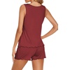 image:imageEkouaer Womens Sleeveless Pajamas Set Casual Sleepwear Soft Pj Sets Tank Top and Shorts 2 Piece Loungewear for Summer SXXLWine Red