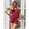 image:imageEkouaer Womens Sleeveless Pajamas Set Casual Sleepwear Soft Pj Sets Tank Top and Shorts 2 Piece Loungewear for Summer SXXLWine Red