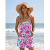 image:imageEkouaer Womens Summer Casual Sleeveless Rompers 2026 Floral Loose Shorts Overalls Adjustable Boho Jumpsuits with PocketsPink Floral