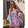 image:imageEkouaer Womens Summer Casual Sleeveless Rompers 2026 Floral Loose Shorts Overalls Adjustable Boho Jumpsuits with PocketsPink Floral