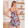 image:imageEkouaer Womens Summer Casual Sleeveless Rompers 2026 Floral Loose Shorts Overalls Adjustable Boho Jumpsuits with PocketsRed Floral