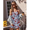 image:imageEkouaer Womens Summer Casual Sleeveless Rompers 2026 Floral Loose Shorts Overalls Adjustable Boho Jumpsuits with PocketsRed Floral