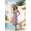 image:imageEkouaer Womens Swimsuit Beach Cover Up Dress Spaghetti Strap V Neck Swimwear A Line 2026 Bathing Suit Coverups with PocketsPink Coconut Tree