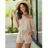 image:imageEkouaer Womens V Neck Lounge Sets Beach Cover Up Shirt and Shorts 2 Piece Outfits Loungewear Pajama with Pockets KhakiL