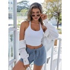 image:imageEkouaer Womens Waffle Knit Pajama Shorts Soft Drawstring Lounge bottoms Casual Workout Shorts with PocketsBlue