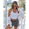 image:imageEkouaer Womens Waffle Knit Pajama Shorts Soft Drawstring Lounge bottoms Casual Workout Shorts with PocketsDark Grey