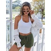 image:imageEkouaer Womens Waffle Knit Pajama Shorts Soft Drawstring Lounge bottoms Casual Workout Shorts with PocketsGreen