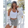 image:imageEkouaer Womens Waffle Knit Pajama Shorts Soft Drawstring Lounge bottoms Casual Workout Shorts with PocketsLight Grey