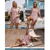 image:imageEkouaer Womens Waffle Knit Pajamas Set Short Sleeve Top with Shorts Matching Lounge Sets Loungewear Sweatsuit with Pockets