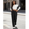 image:imageEkouaer Womens Wide Leg Pants for Women Elastic Waist Womens Casual Palazzo Pants Soft Comfy Pajama Pants with PocketsBlack