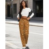 image:imageEkouaer Womens Wide Leg Pants for Women Elastic Waist Womens Casual Palazzo Pants Soft Comfy Pajama Pants with PocketsBrown and Teddy