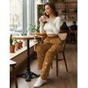 image:imageEkouaer Womens Wide Leg Pants for Women Elastic Waist Womens Casual Palazzo Pants Soft Comfy Pajama Pants with PocketsBrown and Teddy