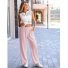 image:imageEkouaer Womens Wide Leg Pants for Women Elastic Waist Womens Casual Palazzo Pants Soft Comfy Pajama Pants with PocketsPink