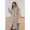 image:imageEkouaer Womens Zip Up Robe Fleece Bathrobe Long Zipper Lounger Warm Housecoat Long Sleeve Nightgown with Pockets Red Stars Large