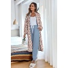 image:imageEkouaer Womens Zip Up Robe Fleece Bathrobe Long Zipper Lounger Warm Housecoat Long Sleeve Nightgown with Pockets Red Stars Large