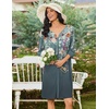 image:imageEkouaer Zipper Robes for Women 34 Sleeves Housecoat Soft Nightgowns Sleepwear Mumu House Dresses with PocketsGrey Floral