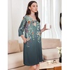 image:imageEkouaer Zipper Robes for Women 34 Sleeves Housecoat Soft Nightgowns Sleepwear Mumu House Dresses with PocketsGrey Floral