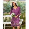 image:imageEkouaer Zipper Robes for Women 34 Sleeves Housecoat Soft Nightgowns Sleepwear Mumu House Dresses with PocketsPurple Vine