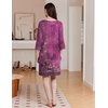 image:imageEkouaer Zipper Robes for Women 34 Sleeves Housecoat Soft Nightgowns Sleepwear Mumu House Dresses with PocketsPurple Vine
