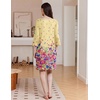 image:imageEkouaer Zipper Robes for Women 34 Sleeves Housecoat Soft Nightgowns Sleepwear Mumu House Dresses with PocketsYellow Floral