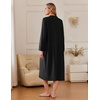 image:imageEkouaer Zipper Robes for Women Long Knit Bathrobes Lightweight Full Length Housecoat with Pockets Nightgown S3XLBlack