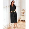 image:imageEkouaer Zipper Robes for Women Long Knit Bathrobes Lightweight Full Length Housecoat with Pockets Nightgown S3XLBlack