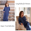 image:imageEkouaer Zipper Robes for Women Long Knit Bathrobes Lightweight Full Length Housecoat with Pockets Nightgown S3XLBlue