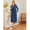image:imageEkouaer Zipper Robes for Women Long Knit Bathrobes Lightweight Full Length Housecoat with Pockets Nightgown S3XLBlue