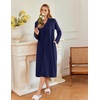 image:imageEkouaer Zipper Robes for Women Long Knit Bathrobes Lightweight Full Length Housecoat with Pockets Nightgown S3XLNavy Blue