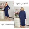 image:imageEkouaer Zipper Robes for Women Long Knit Bathrobes Lightweight Full Length Housecoat with Pockets Nightgown S3XLNavy Blue