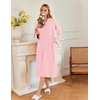 image:imageEkouaer Zipper Robes for Women Long Knit Bathrobes Lightweight Full Length Housecoat with Pockets Nightgown S3XLPink