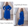image:imageEkouaer Zipper Robes for Women Long Knit Bathrobes Lightweight Full Length Housecoat with Pockets Nightgown S3XLSnorkel Blue