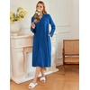image:imageEkouaer Zipper Robes for Women Long Knit Bathrobes Lightweight Full Length Housecoat with Pockets Nightgown S3XLSnorkel Blue