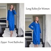 image:imageEkouaer Zipper Robes for Women Long Knit Bathrobes Lightweight Full Length Housecoat with Pockets Nightgown S3XLSnorkel Blue