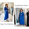 image:imageEkouaer Zipper Robes for Women Long Knit Bathrobes Lightweight Full Length Housecoat with Pockets Nightgown S3XLSnorkel Blue