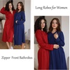 image:imageEkouaer Zipper Robes for Women Long Knit Bathrobes Lightweight Full Length Housecoat with Pockets Nightgown S3XLWine Red