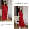 image:imageEkouaer Zipper Robes for Women Long Knit Bathrobes Lightweight Full Length Housecoat with Pockets Nightgown S3XLWine Red