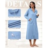 image:imageEkouaer Zipper Robes for Women Long Sleeve Lightweight House Coats with Pockets Zip Up Bathrobe Loungewear S3XLLight Blue