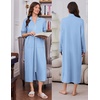 image:imageEkouaer Zipper Robes for Women Long Sleeve Lightweight House Coats with Pockets Zip Up Bathrobe Loungewear S3XLLight Blue