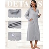 image:imageEkouaer Zipper Robes for Women Long Sleeve Lightweight House Coats with Pockets Zip Up Bathrobe Loungewear S3XLLight Gray