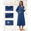 image:imageEkouaer Zipper Robes for Women Long Sleeve Lightweight House Coats with Pockets Zip Up Bathrobe Loungewear S3XLNavy