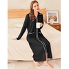 image:imageEkouaer Zipper Robes for Women Long Waffle Knit Bathrobe Lightweight Long Sleeves Robe Soft Sleepwear with Pockets SXXLBlack
