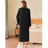 image:imageEkouaer Zipper Robes for Women Long Waffle Knit Bathrobe Lightweight Long Sleeves Robe Soft Sleepwear with Pockets SXXLBlack