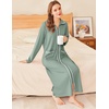 image:imageEkouaer Zipper Robes for Women Long Waffle Knit Bathrobe Lightweight Long Sleeves Robe Soft Sleepwear with Pockets SXXLMint Green