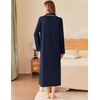 image:imageEkouaer Zipper Robes for Women Long Waffle Knit Bathrobe Lightweight Long Sleeves Robe Soft Sleepwear with Pockets SXXLNavy Blue